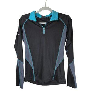 Subaru Black Label XS Womens Technical Half-Zip Pullover Black & Blue Lightweigh